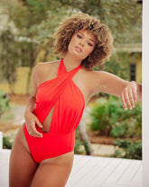 Maillot une-pièce Surfside Halter - Rouge